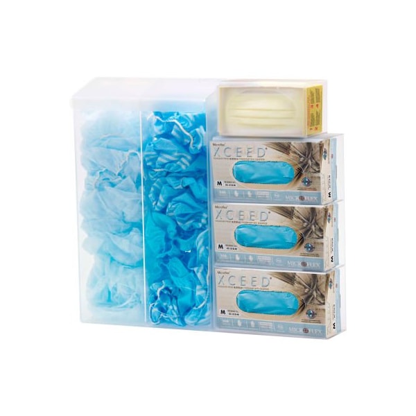 Omnimed Bulk PPE Isolation Organizer, 25-1/2"W x 4-1/2"D x 20-5/8"H, Frosted
